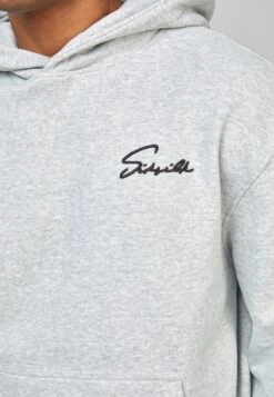 SikSilk Script Embroidery- Hoodie - Grey Marl -Mode Herenkleding Winkel 5b75a3b19add468cb15ccf9258182333