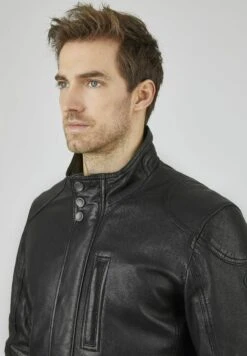 Bugatti Mit Abdeckleiste Und Stehkragen - Leren Jas - Schwarz -Mode Herenkleding Winkel 6438c4ac1c664d6ea1e43f6b2aafee5c