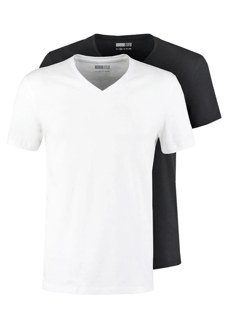 Pier One 2 Pack - T-Shirt Basic - White/Black 8 Pier One 2 Pack - T-Shirt Basic - White/Black - Afbeelding 6