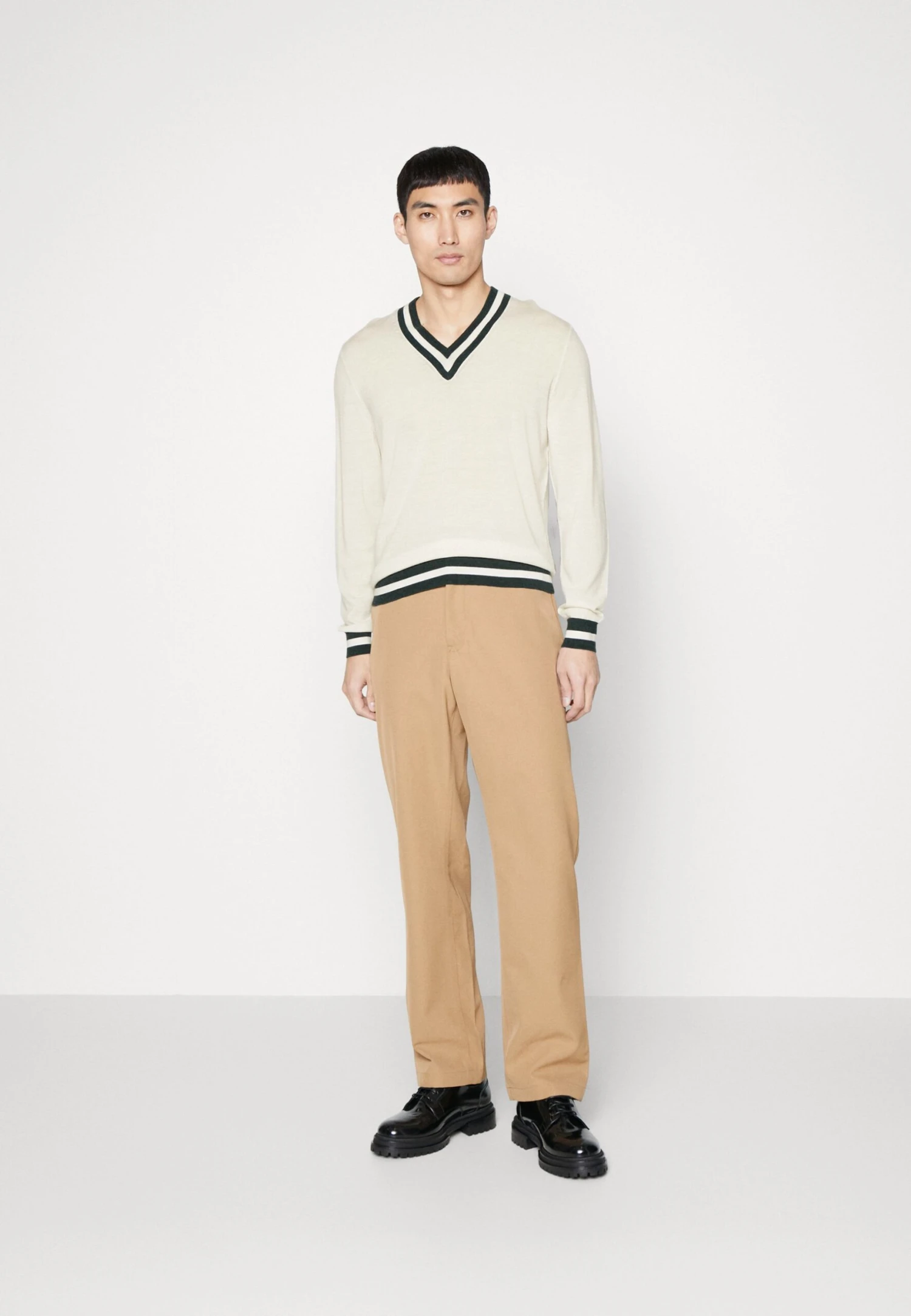 Hackett London Contrast Trim V Neck - Vest - Ecru/Green 4 Hackett London Contrast Trim V Neck - Vest - Ecru/Green - Afbeelding 2