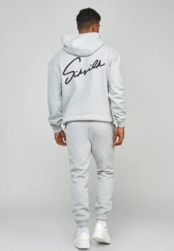 SikSilk Script Embroidery- Hoodie - Grey Marl -Mode Herenkleding Winkel ebd96880e9484b3fac5d9e60964daaff